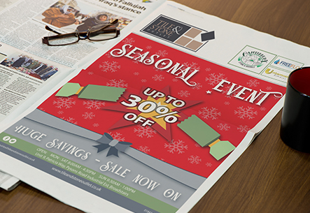 Graphic Design, Advert, Advertisement, tile and stone, christmas sale, broadstairs, kent, uk